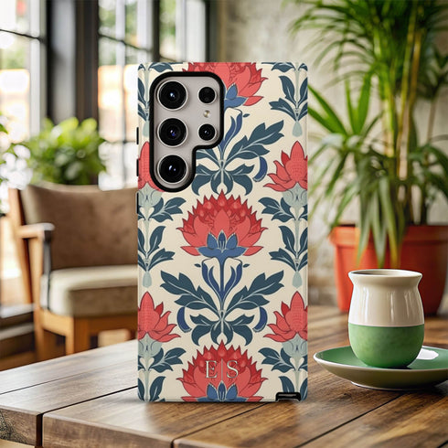 Custom Initials Boho Indian Jaipur Block Print Galaxy Case